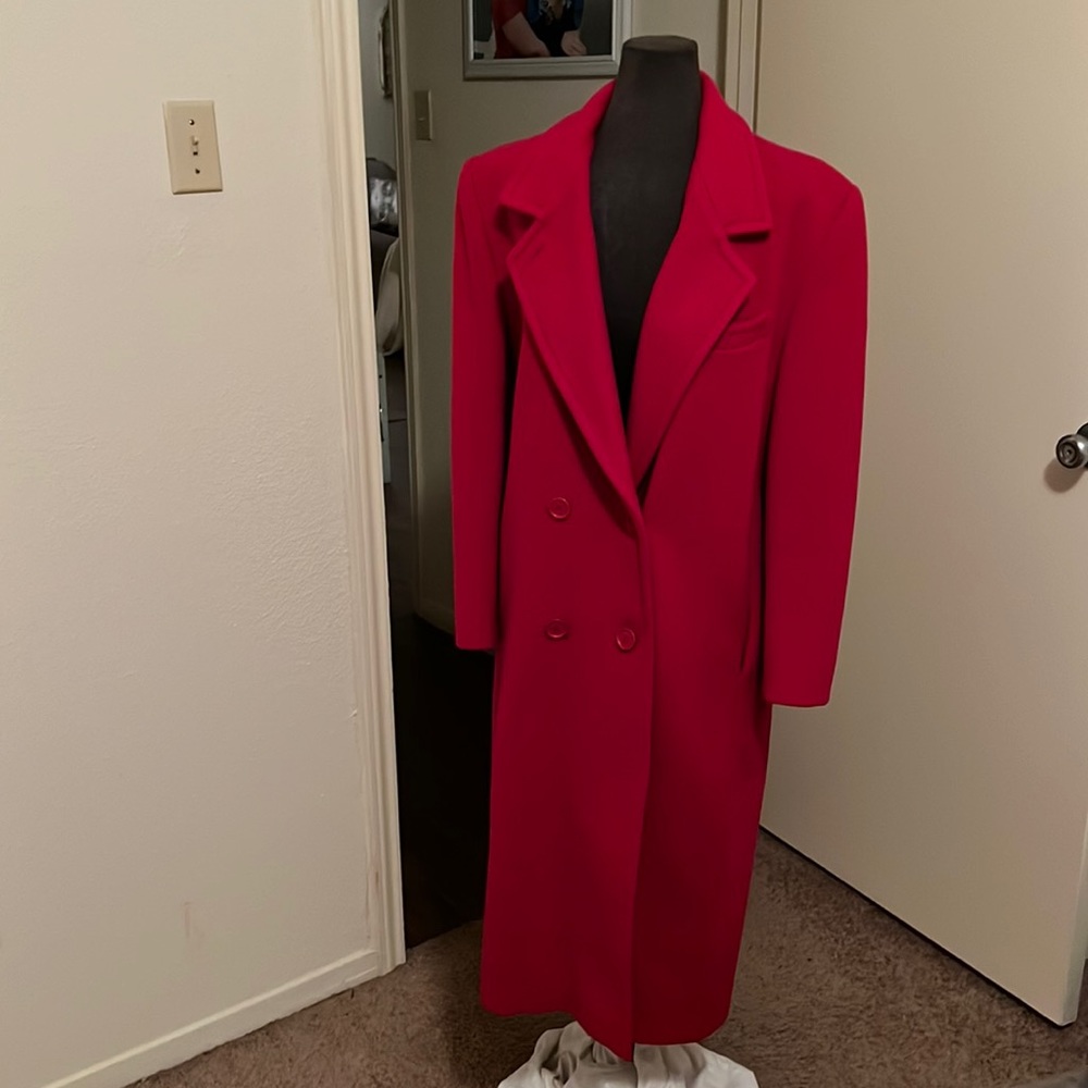 VINTAGE Larry Levine Red Wool Peacoat, size M